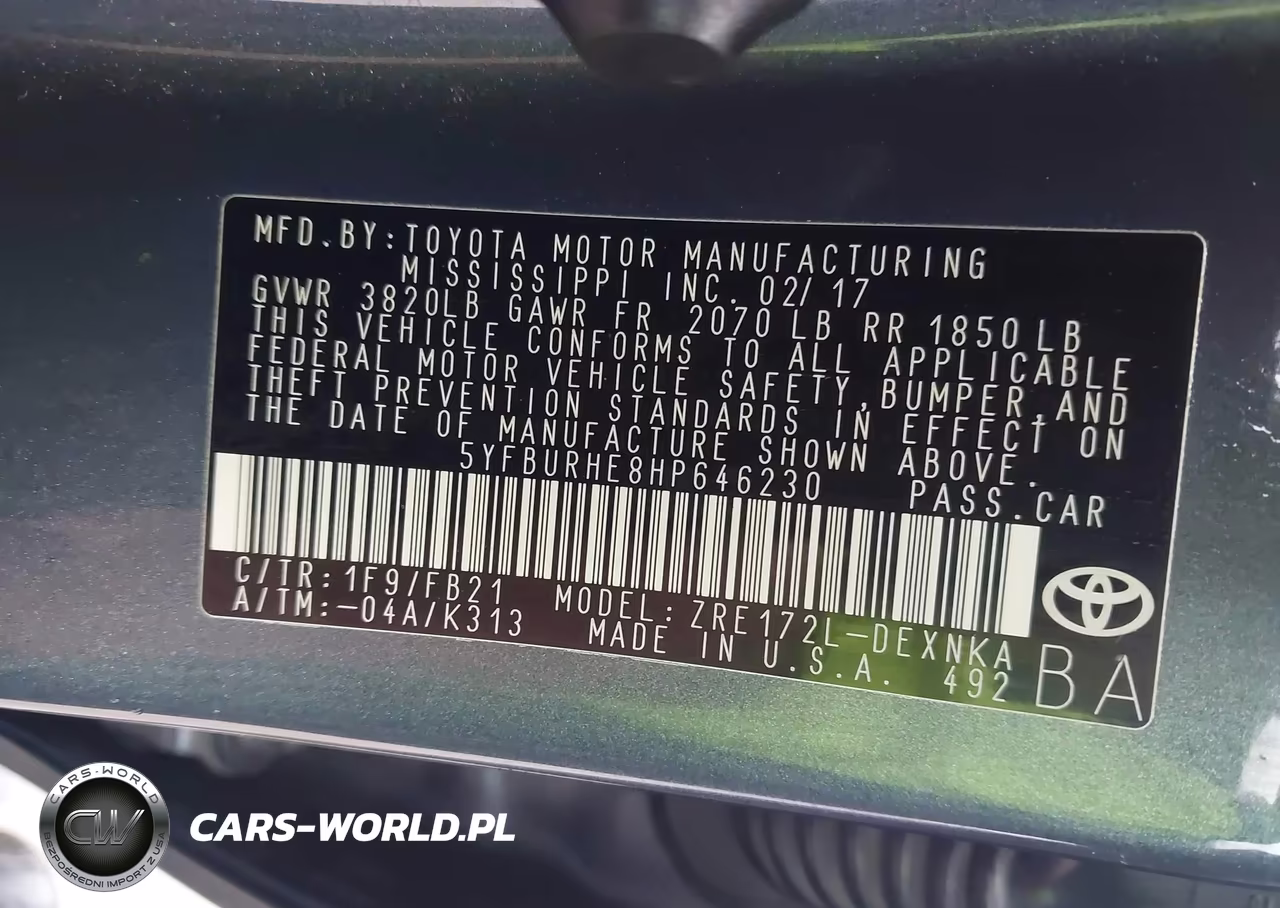 2017 Toyota Corolla Le VIN:5YFBURHE8HP646230 - 9