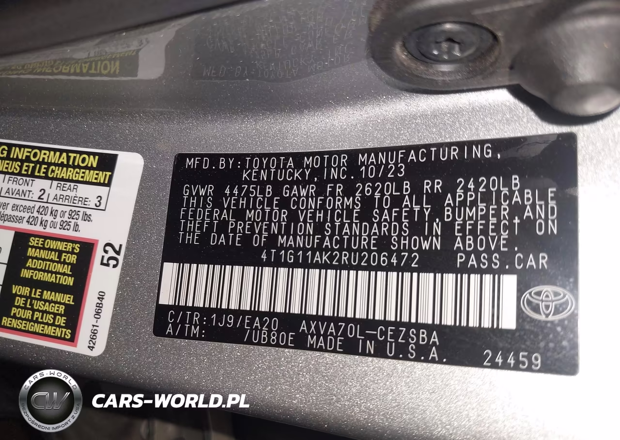 2024 Toyota Camry Se VIN:4T1G11AK2RU206472 - 9
