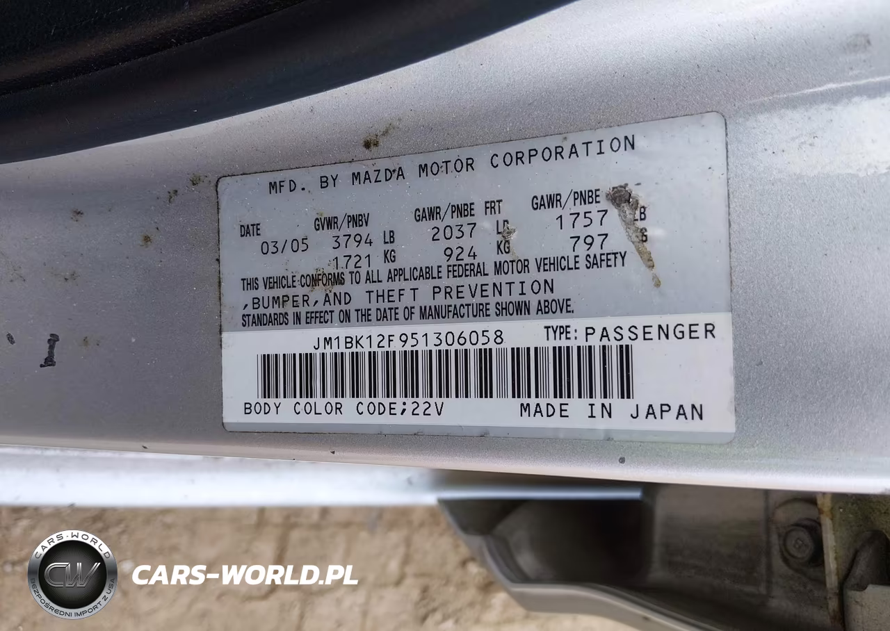2005 Mazda Mazda3 I VIN:JM1BK12F951306058 - 9