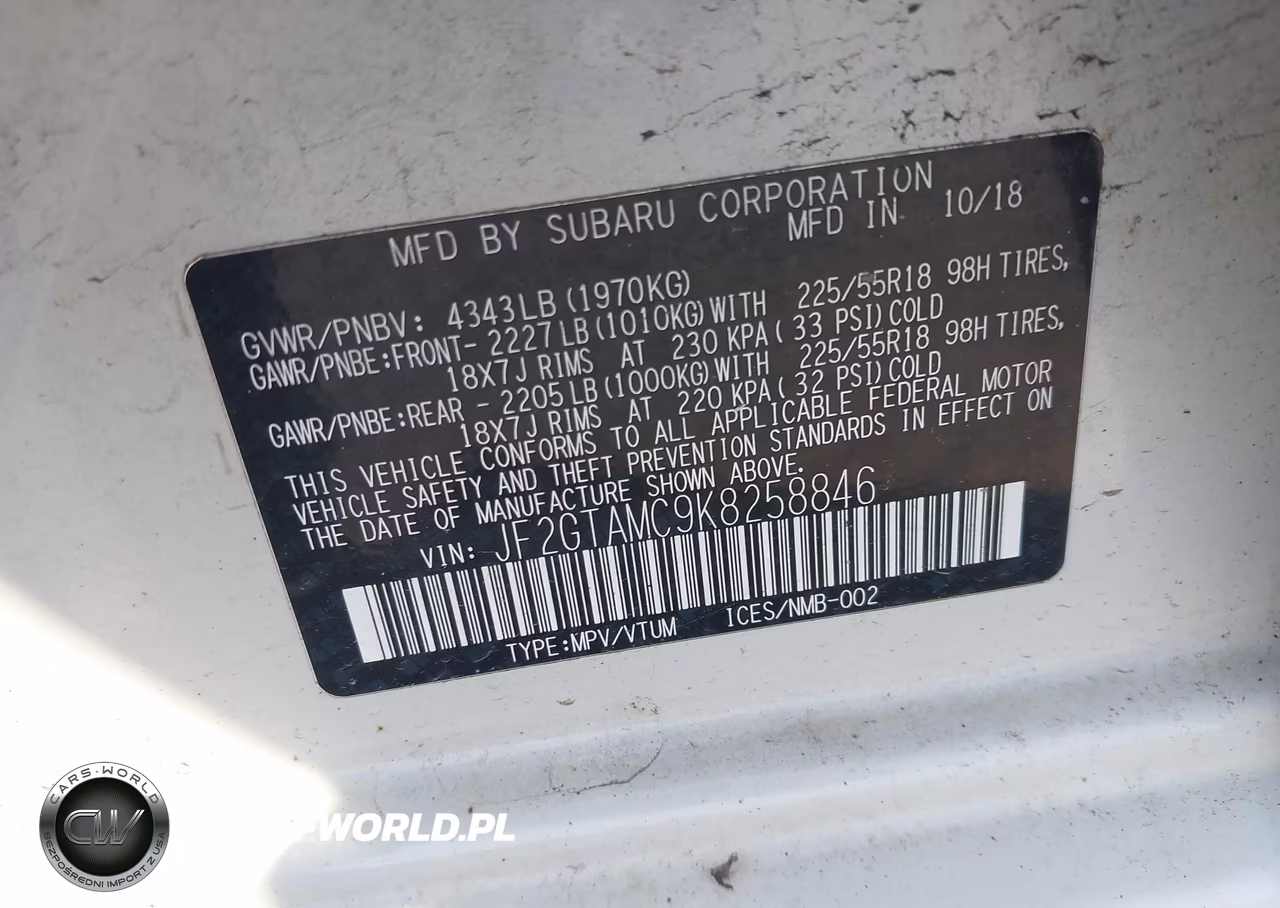 2019 Subaru Crosstrek 2.0I Limited VIN:JF2GTAMC9K8258846 - 9