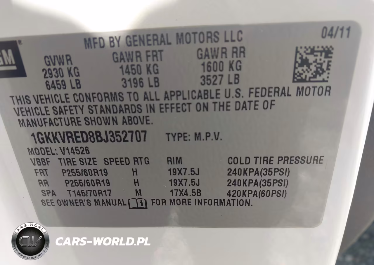 2011 GMC Acadia Slt-1 VIN:1GKKVRED8BJ352707 - 9