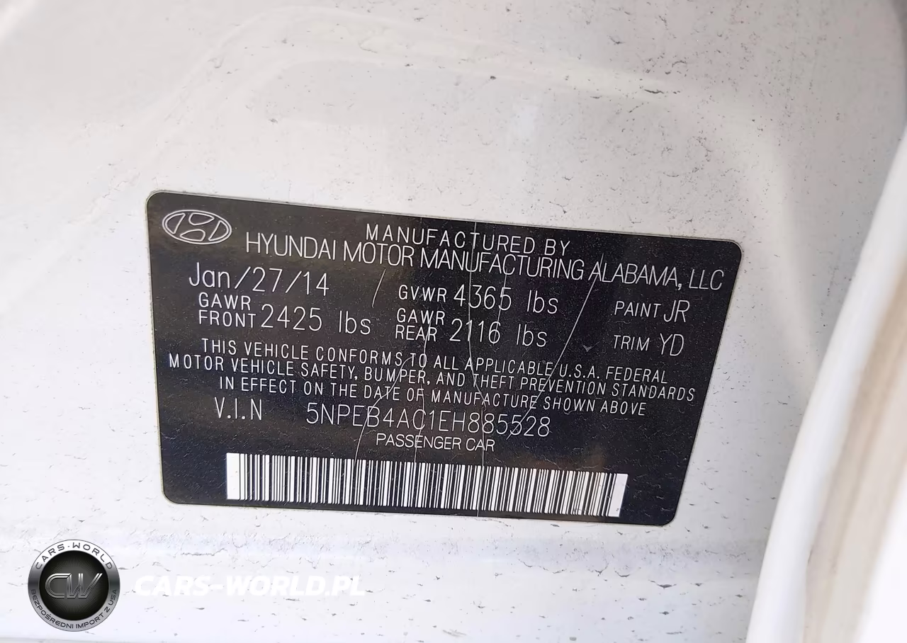 2014 Hyundai Sonata Gls VIN:5NPEB4AC1EH885528 - 9