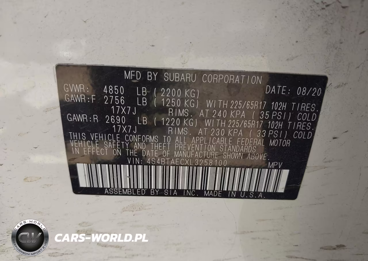 2020 Subaru Outback Premium VIN:4S4BTAECXL3258100 - 9