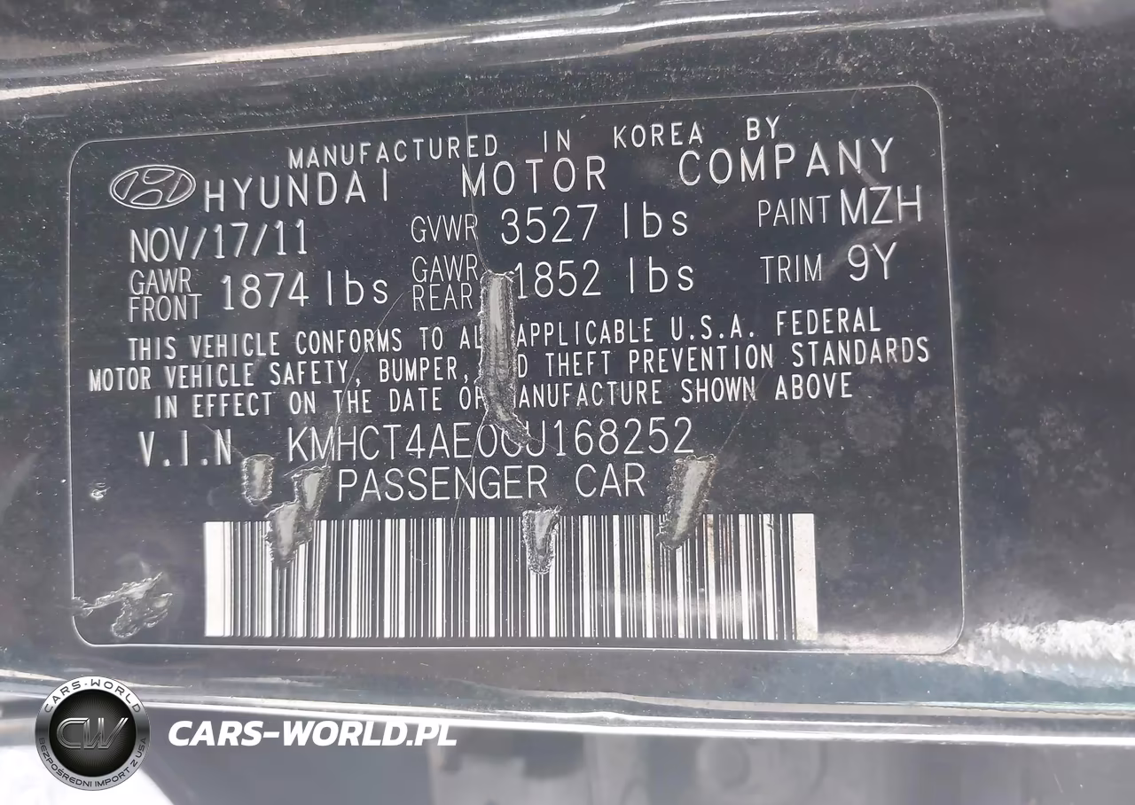 2012 Hyundai Accent Gls VIN:KMHCT4AE0CU168252 - 9
