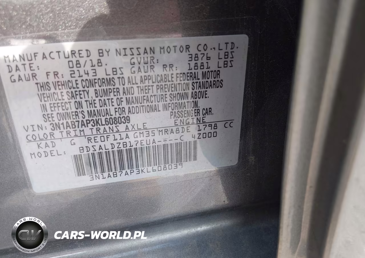 2019 Nissan Sentra Sv VIN:3N1AB7AP3KL608039 - 9