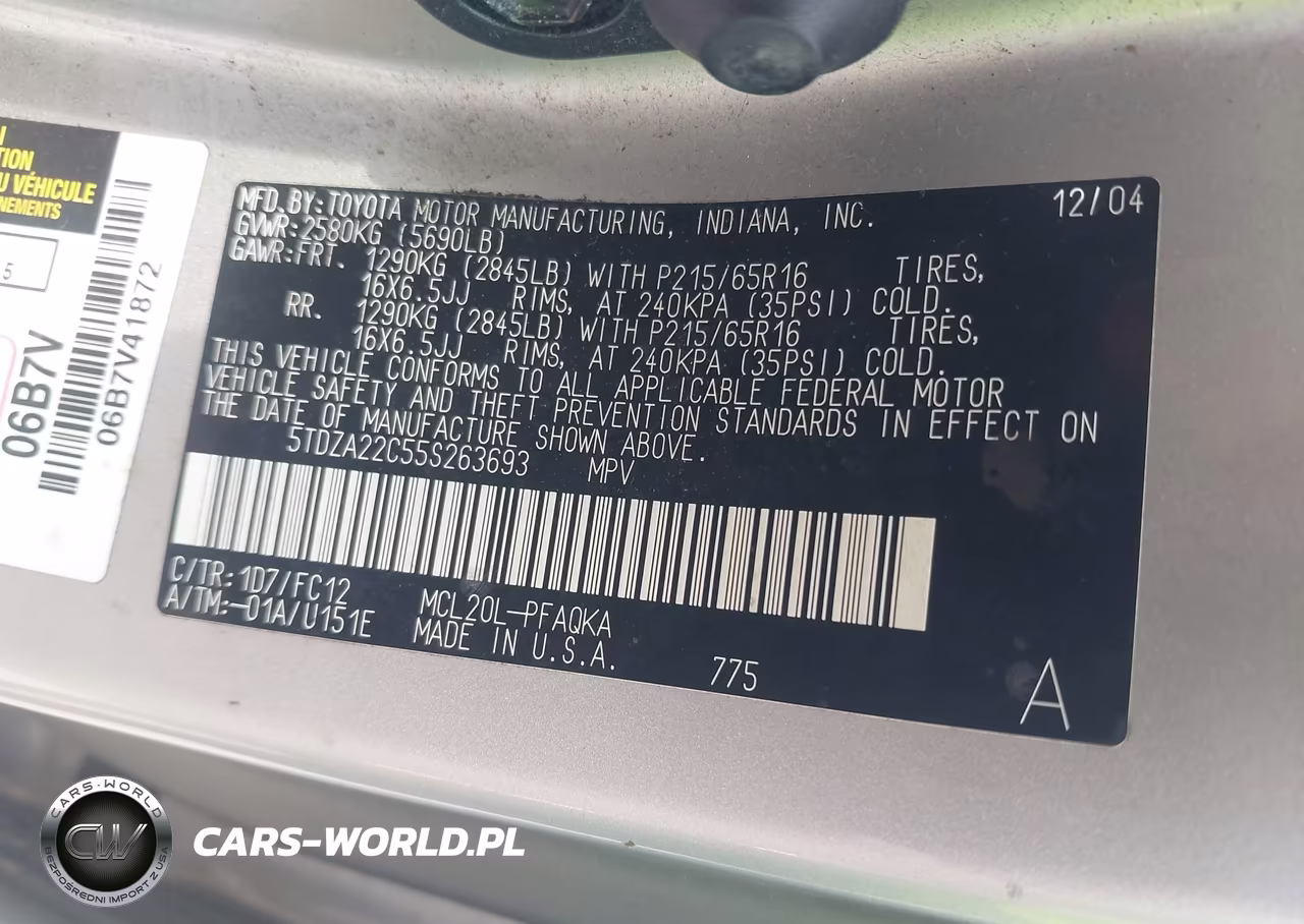 2005 Toyota Sienna Xle VIN:5TDZA22C55S263693 - 9