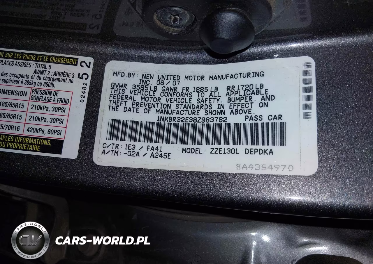 2008 Toyota Corolla Ce VIN:1NXBR32E38Z983782 - 9
