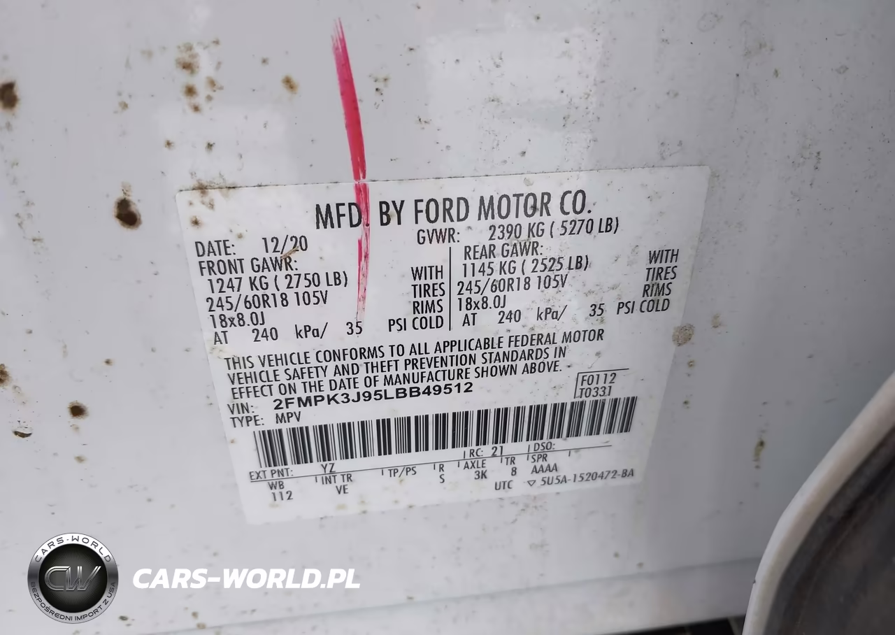 2020 Ford Edge Sel VIN:2FMPK3J95LBB49512 - 9