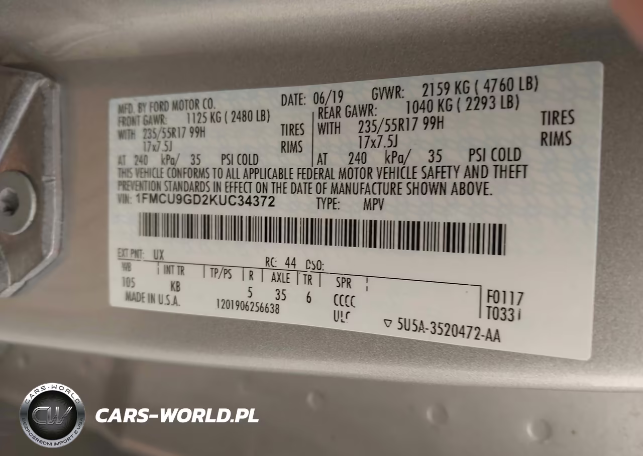 2019 Ford Escape Se VIN:1FMCU9GD2KUC34372 - 9