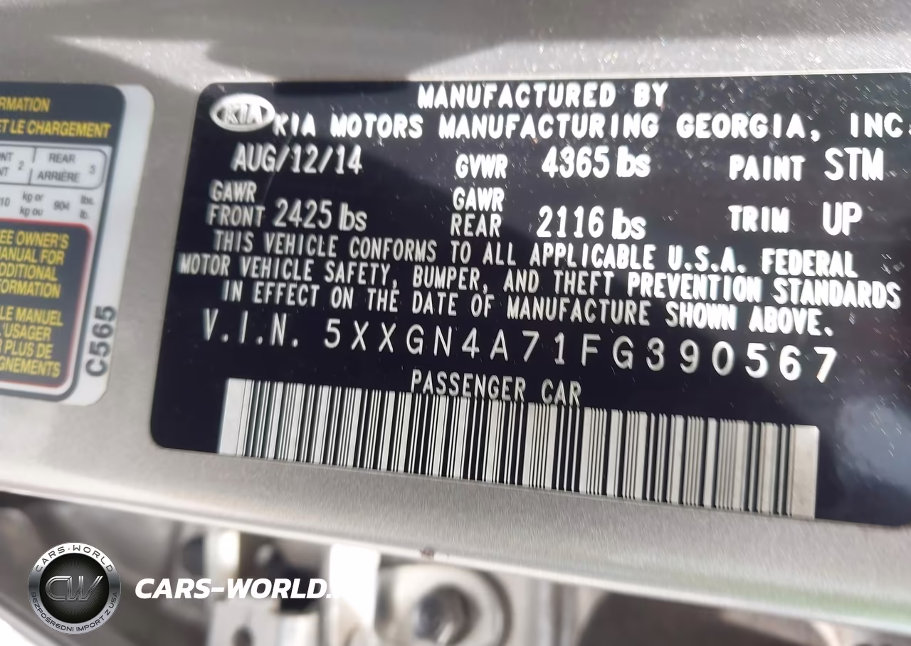 2015 Kia Optima Ex VIN:5XXGN4A71FG390567 - 9