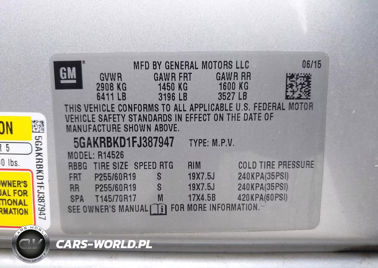 2015 Buick Enclave Leather VIN:5GAKRBKD1FJ387947 - 9