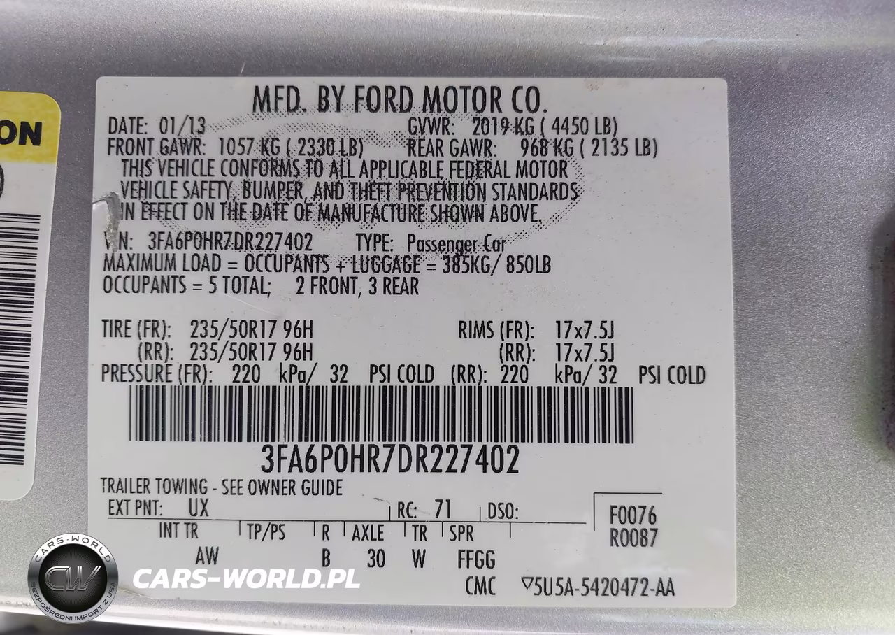 2013 Ford Fusion Se VIN:3FA6P0HR7DR227402 - 9