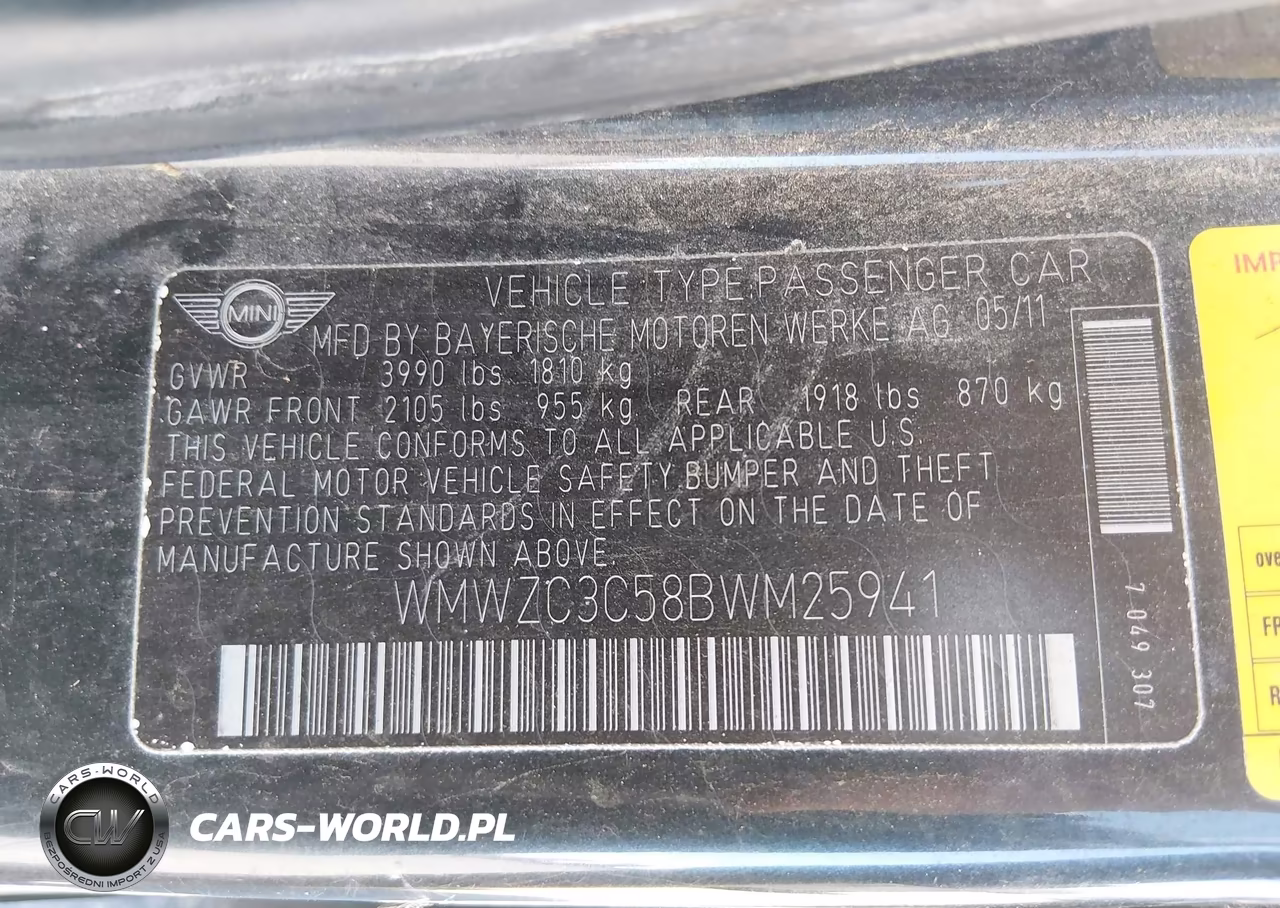 2011 Mini Cooper S Countryman VIN:WMWZC3C58BWM25941 - 9