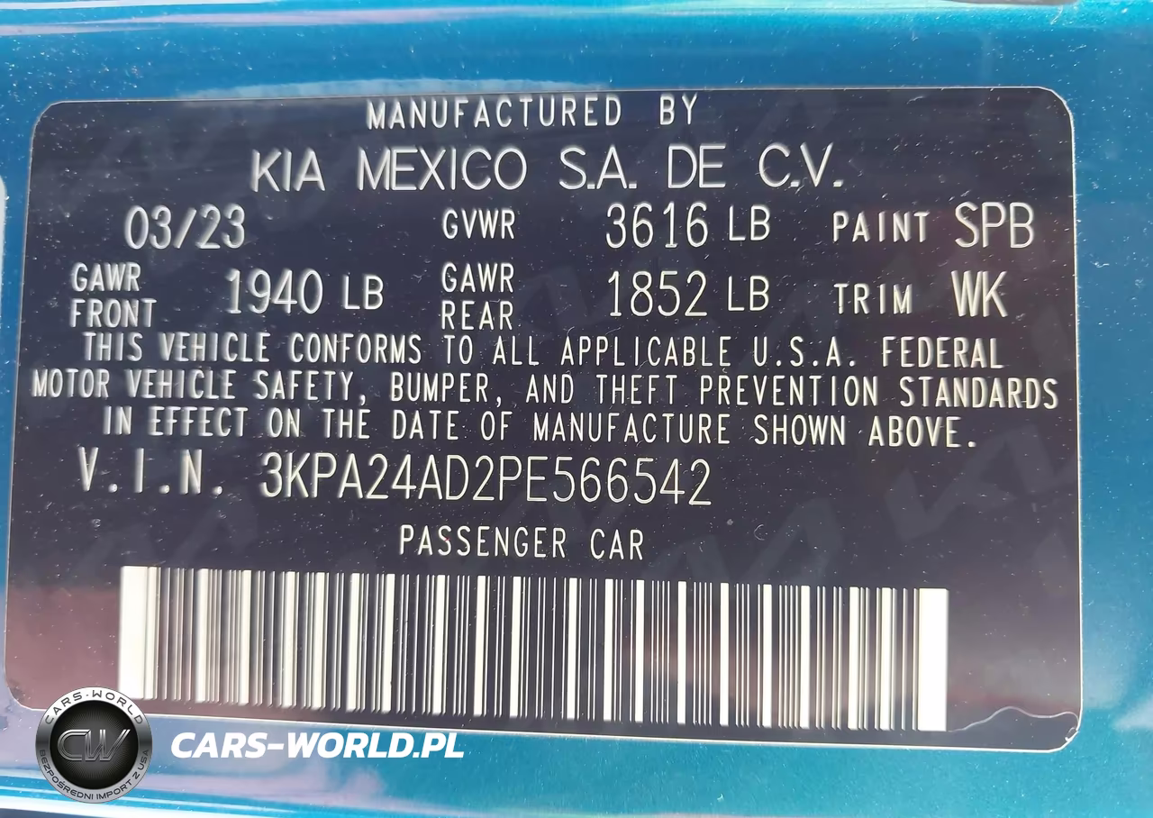 2023 Kia Rio S VIN:3KPA24AD2PE566542 - 9