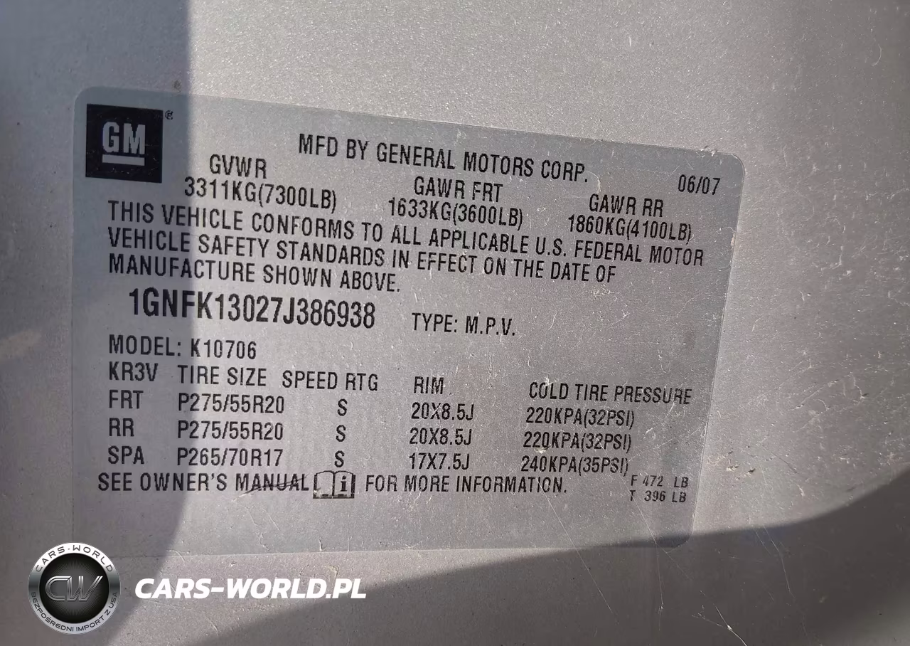 2007 Chevrolet Tahoe Ltz VIN:1GNFK13027J386938 - 9