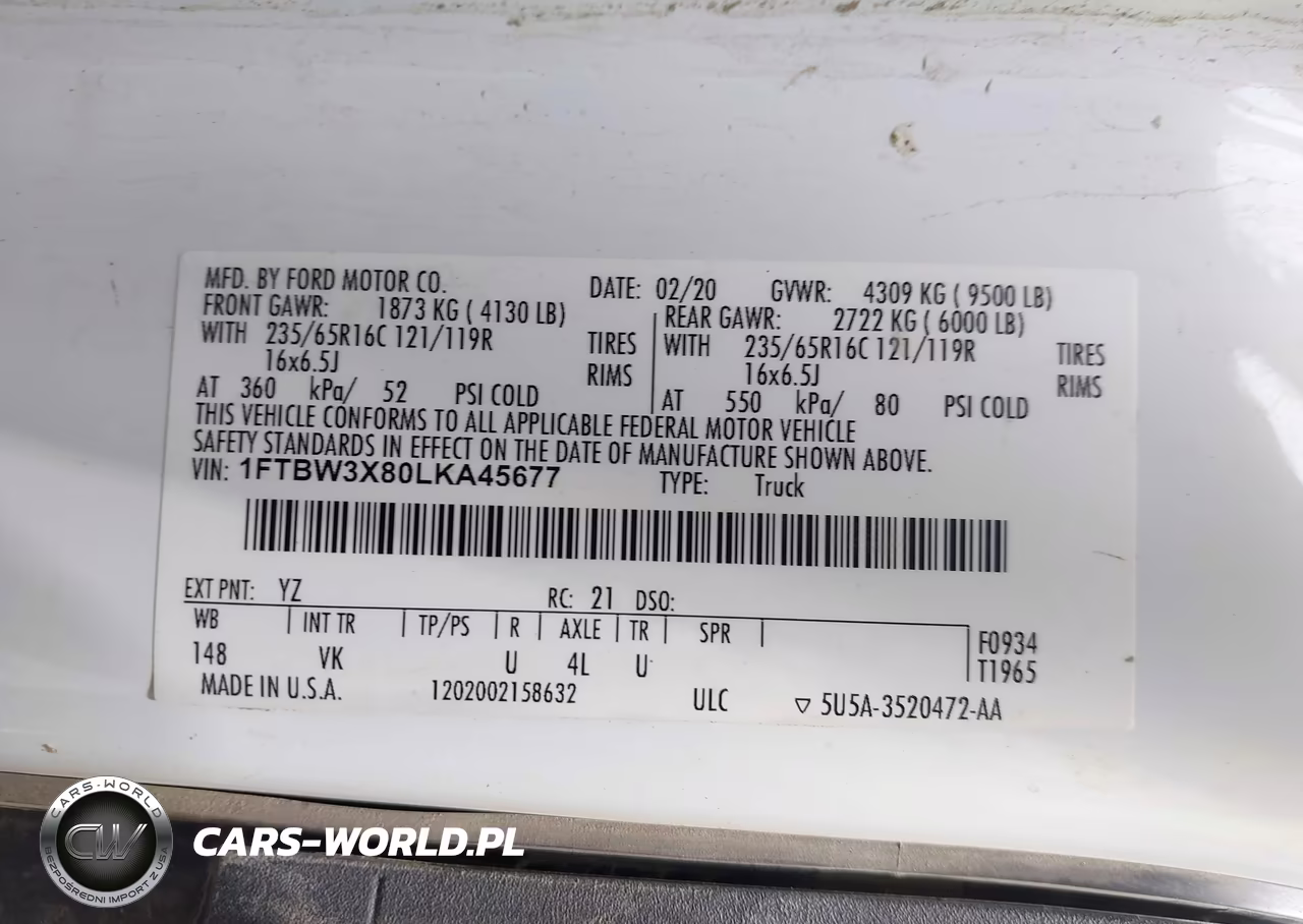 2020 Ford Transit-350 Cargo Van VIN:1FTBW3X80LKA45677 - 9