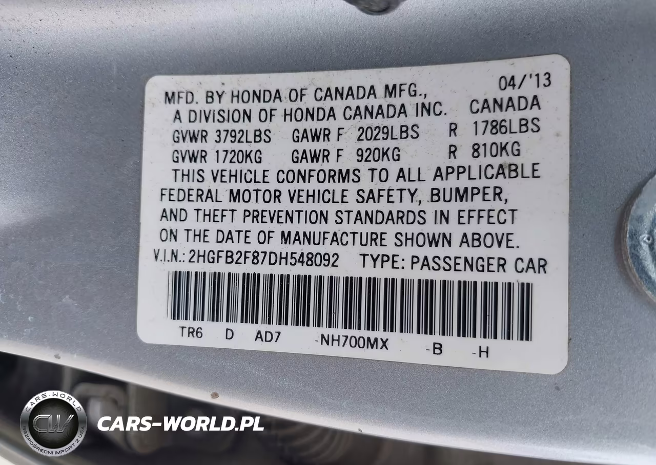 2013 Honda Civic Ex VIN:2HGFB2F87DH548092 - 9