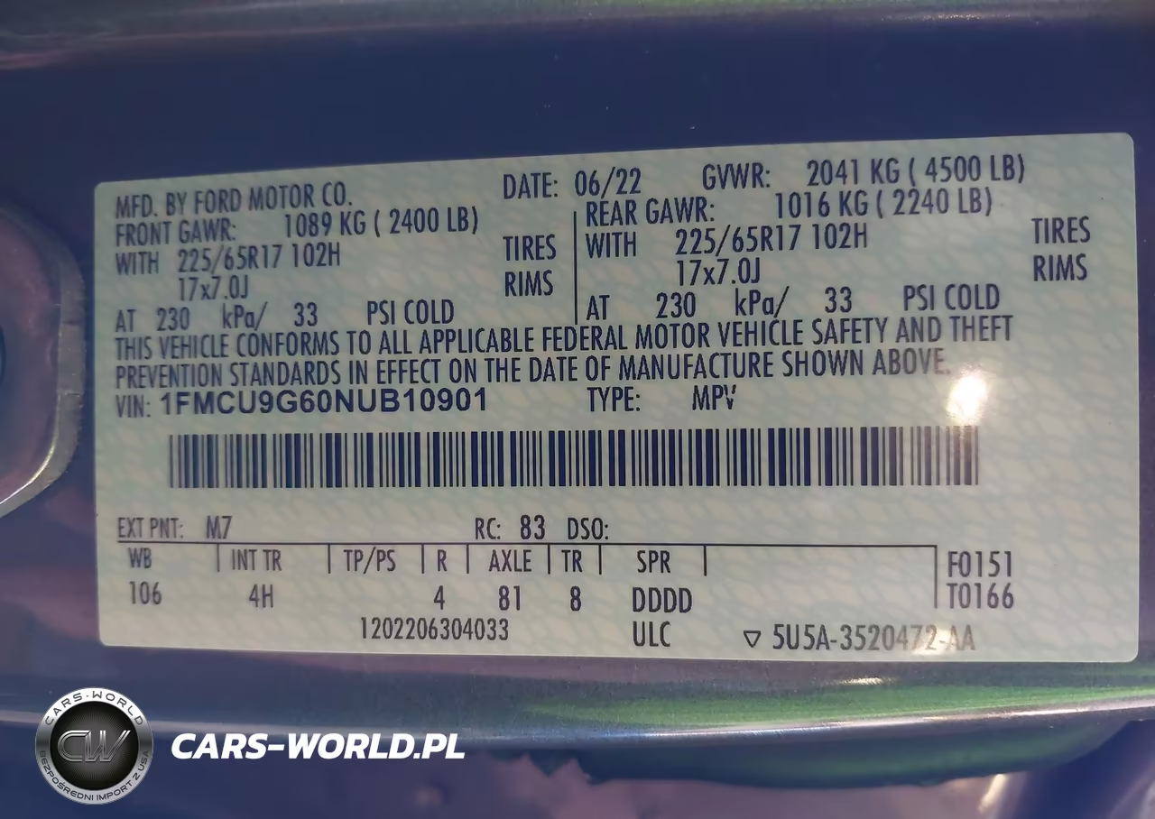 2022 Ford Escape Se VIN:1FMCU9G60NUB10901 - 9