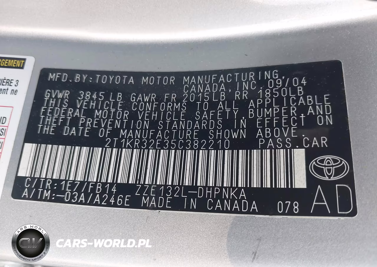 2005 Toyota Matrix Xr VIN:2T1KR32E35C382210 - 9