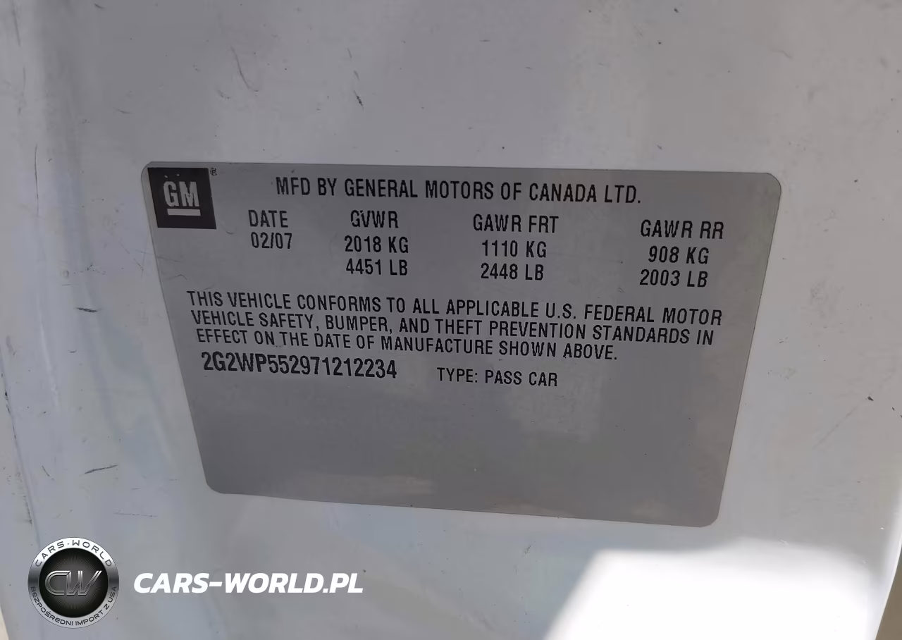 2007 Pontiac Grand Prix VIN:2G2WP552971212234 - 9