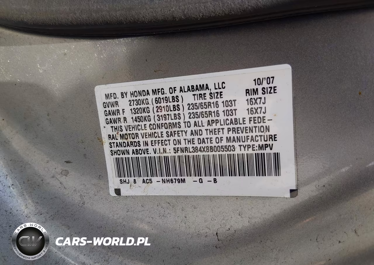 2008 Honda Odyssey Ex VIN:5FNRL384X8B005503 - 9