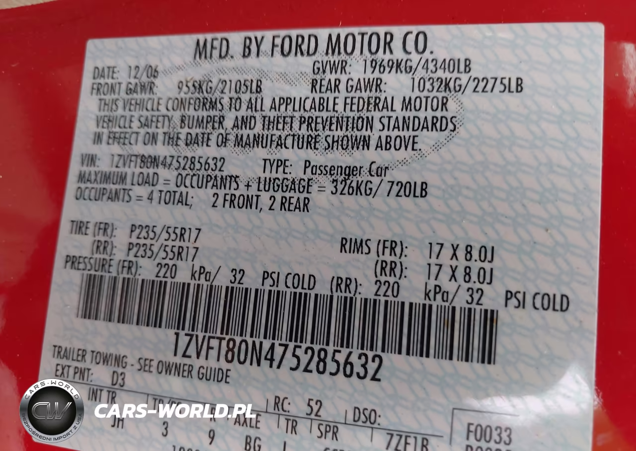 2007 Ford Mustang V6 Deluxe-V6 Premium VIN:1ZVFT80N475285632 - 9