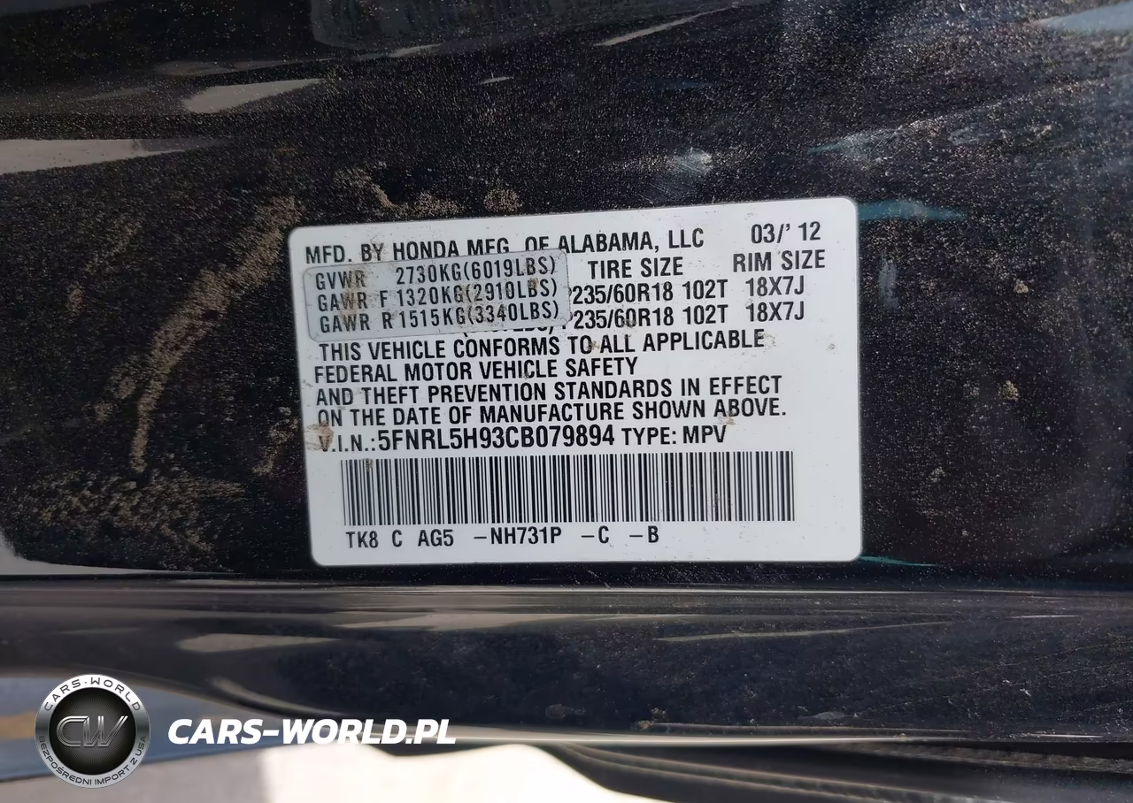 2012 Honda Odyssey Touring-Touring Elite VIN:5FNRL5H93CB079894 - 9