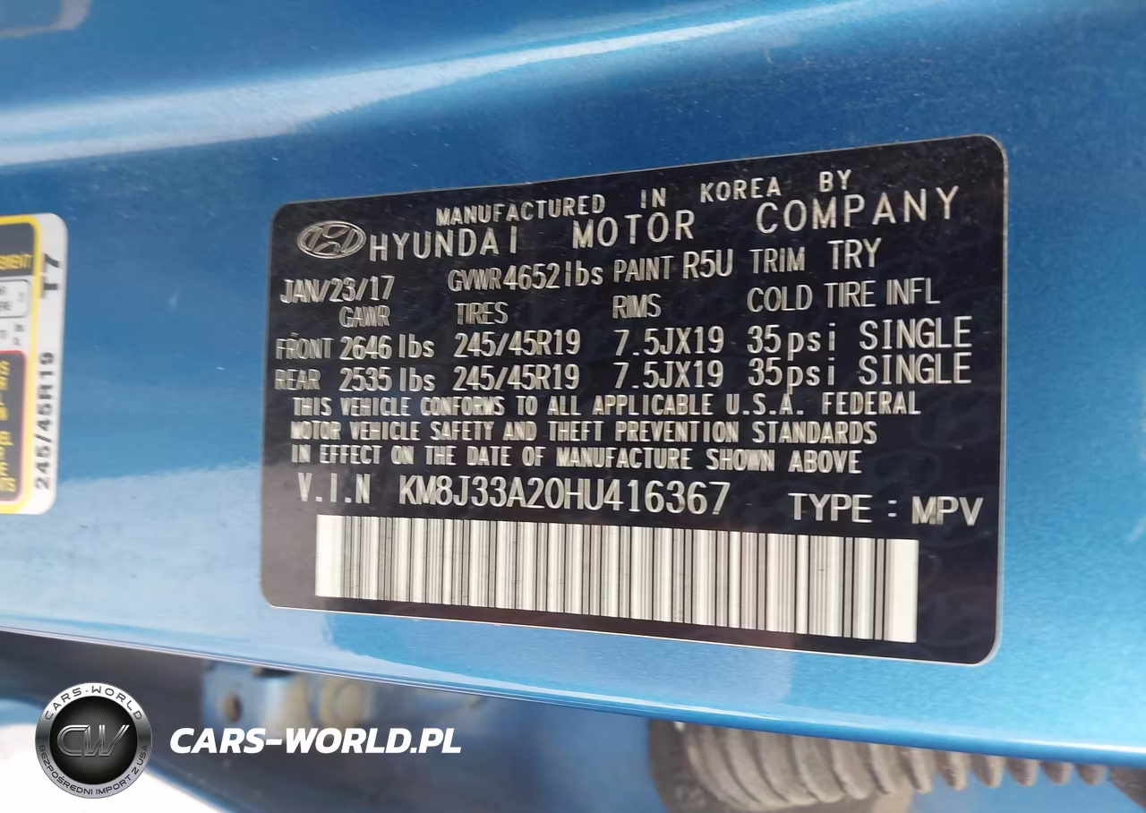 2017 Hyundai Tucson Limited VIN:KM8J33A20HU416367 - 9