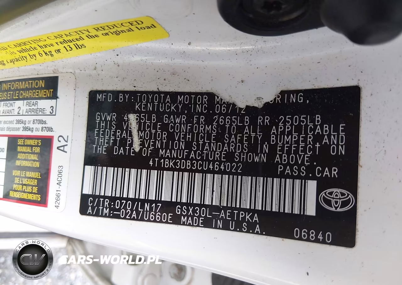 2012 Toyota Avalon Limited VIN:4T1BK3DB3CU464022 - 9