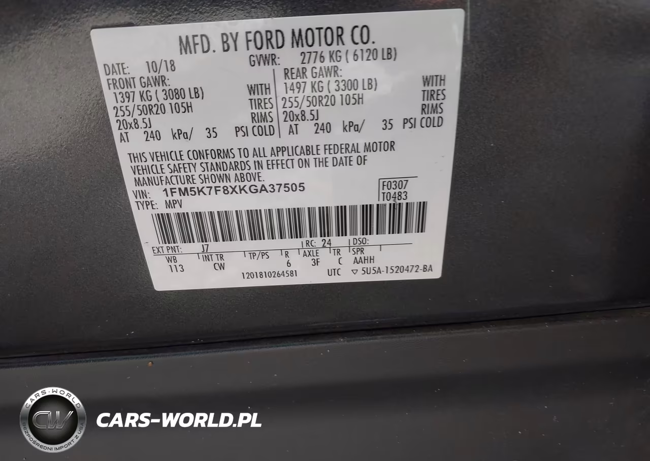 2019 Ford Explorer Limited VIN:1FM5K7F8XKGA37505 - 9