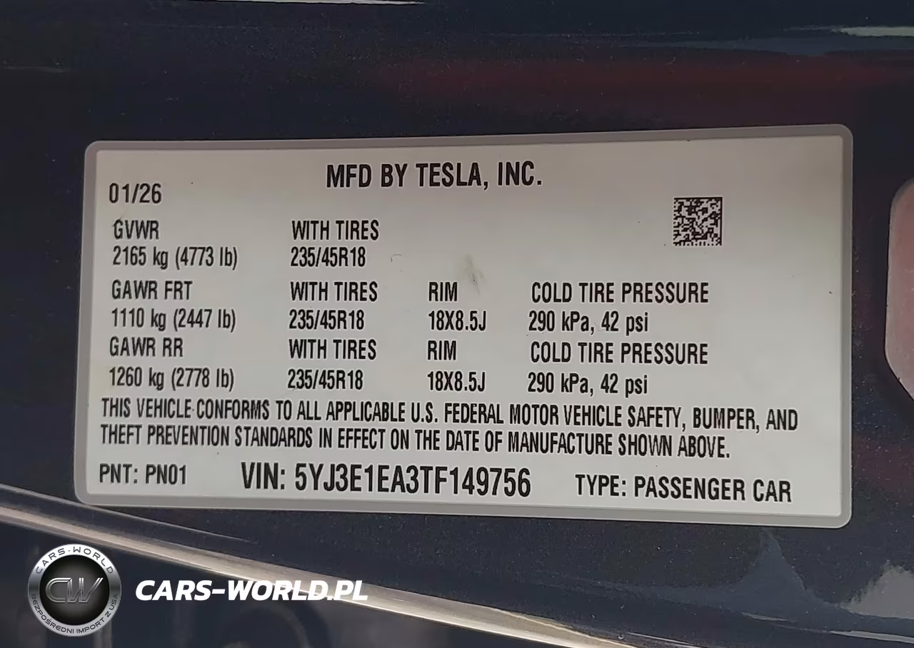 2026 Tesla Model 3 Premium Rear-Wheel Drive-Rear-Wheel Drive VIN:5YJ3E1EA3TF149756 - 9