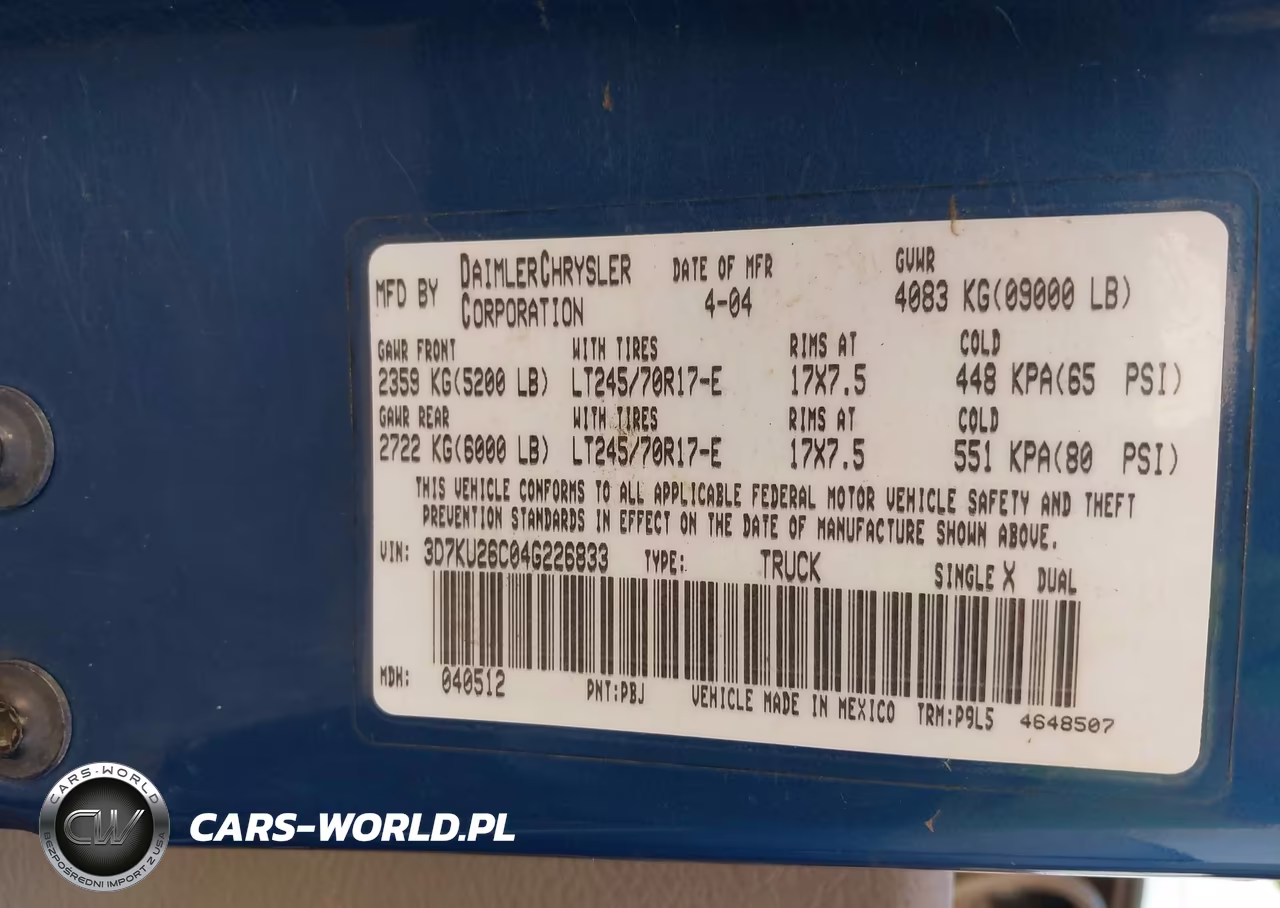 2004 Dodge Ram 2500 St VIN:3D7KU26C04G226833 - 9