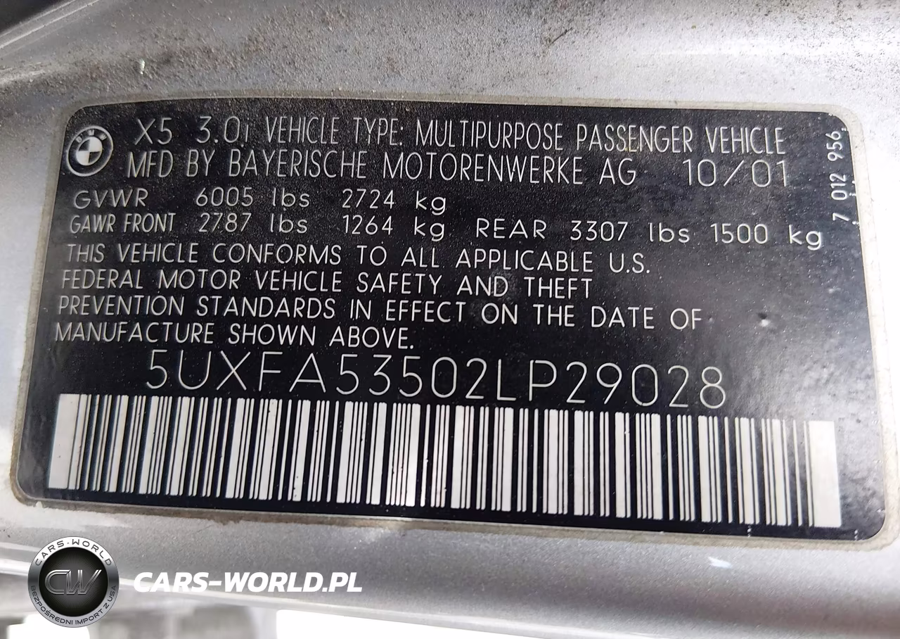 2002 BMW X5 3.0I VIN:5UXFA53502LP29028 - 9