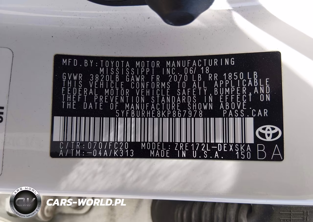 2019 Toyota Corolla Se VIN:5YFBURHE8KP867978 - 9