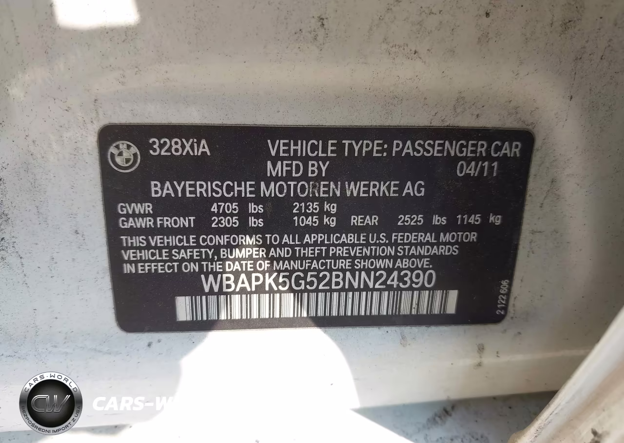 2011 BMW 328I xDrive VIN:WBAPK5G52BNN24390 - 9
