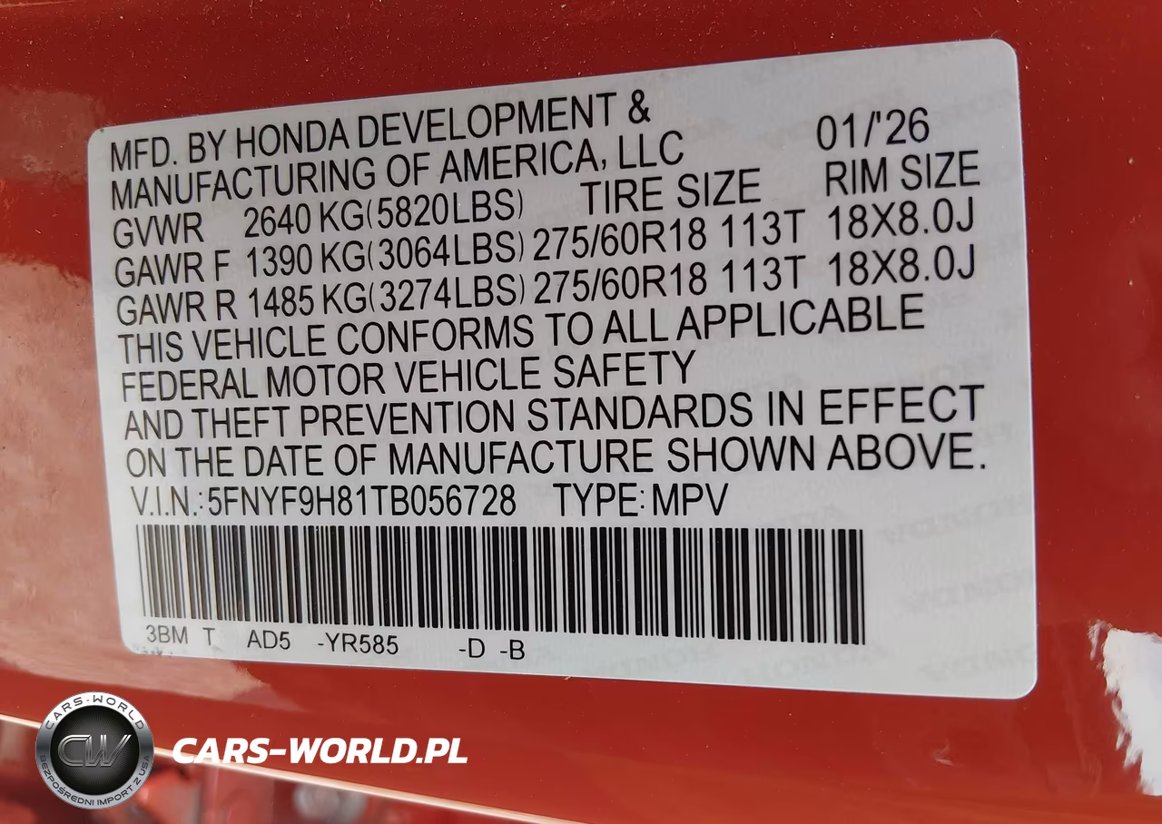 2026 Honda Passport VIN:5FNYF9H81TB056728 - 9