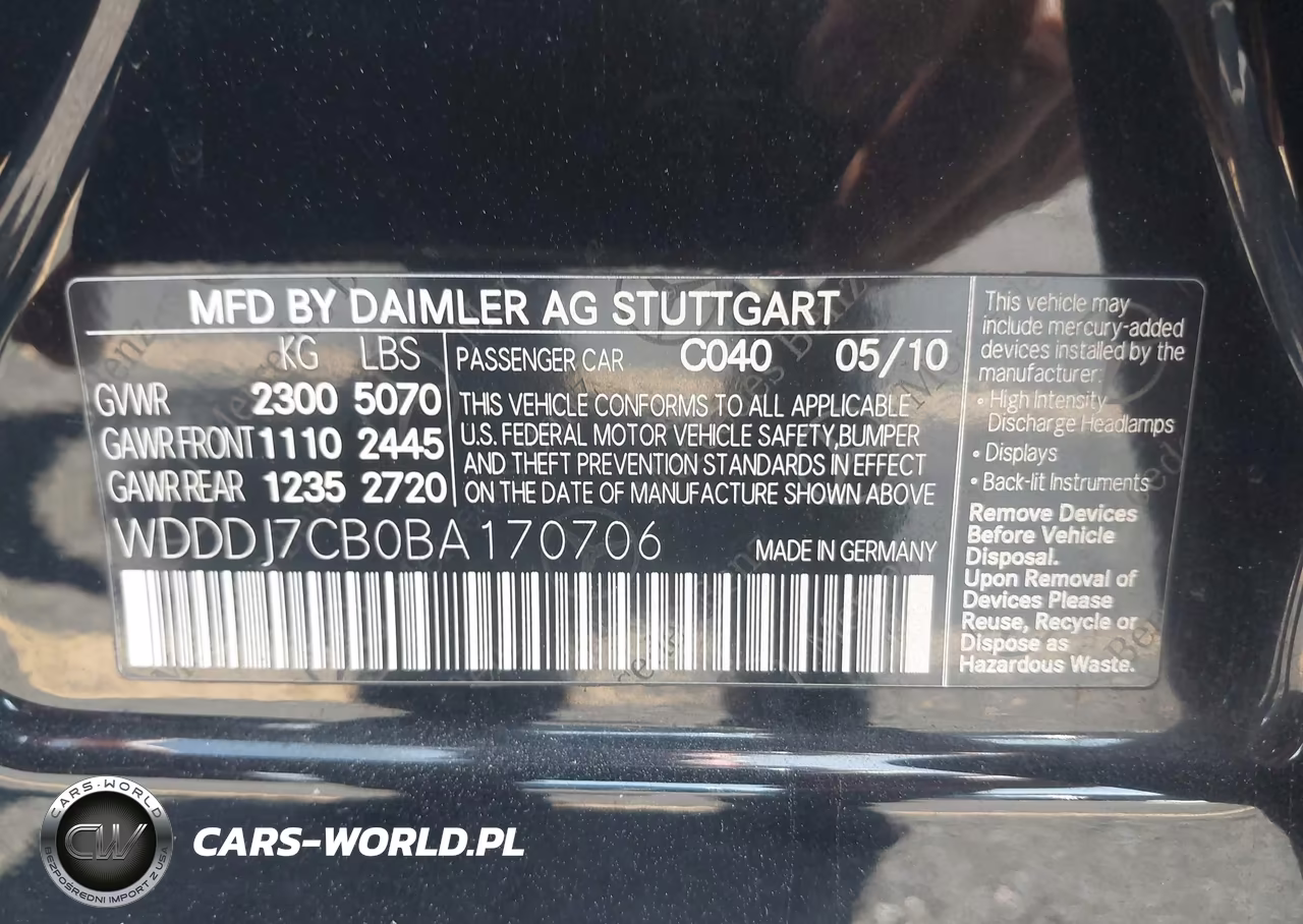 2011 Mercedes-Benz Cls 550 VIN:WDDDJ7CB0BA170706 - 9