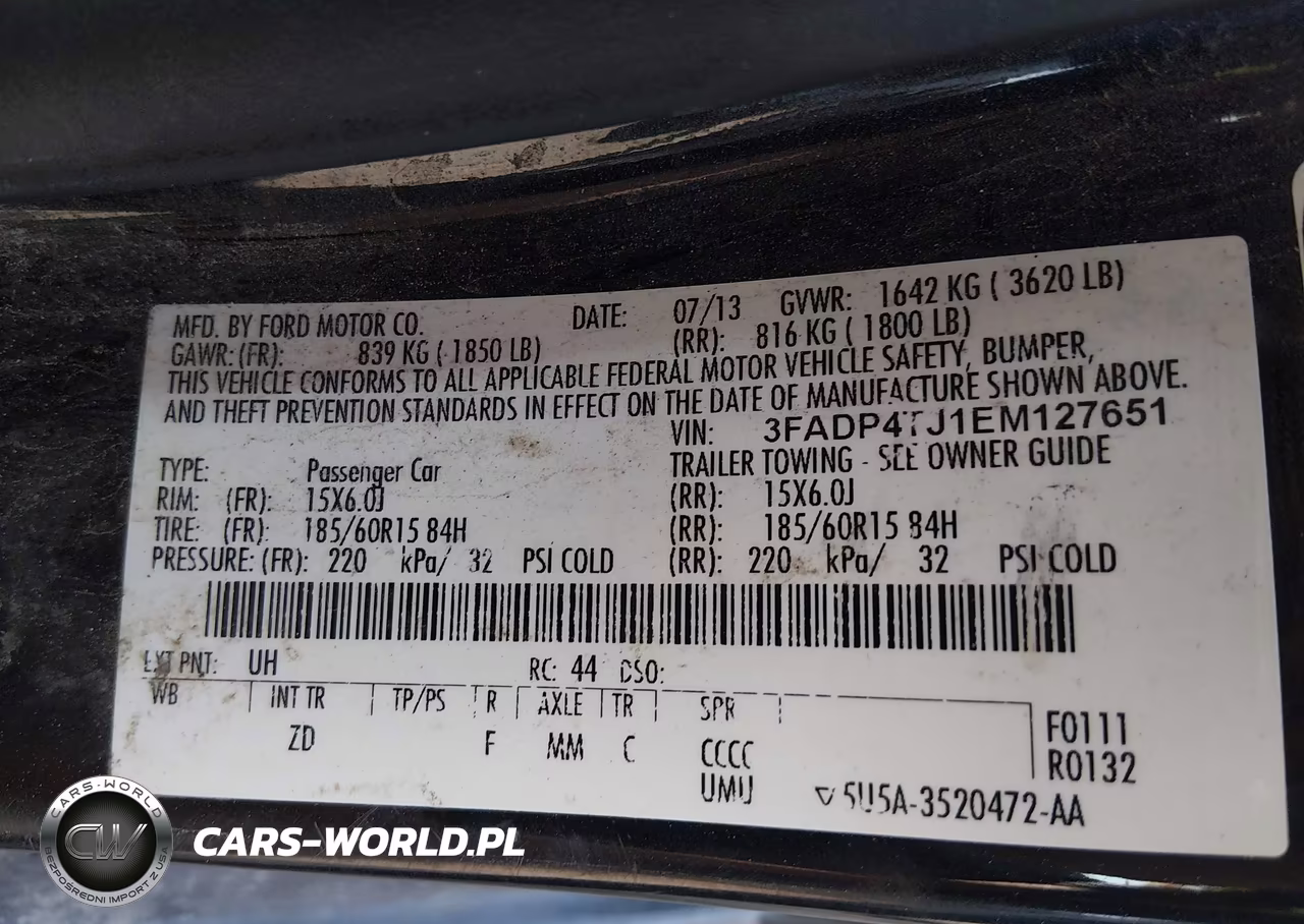 2014 Ford Fiesta S VIN:3FADP4TJ1EM127651 - 9