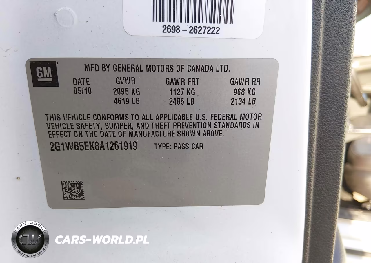 2010 Chevrolet Impala Lt VIN:2G1WB5EK8A1261919 - 9