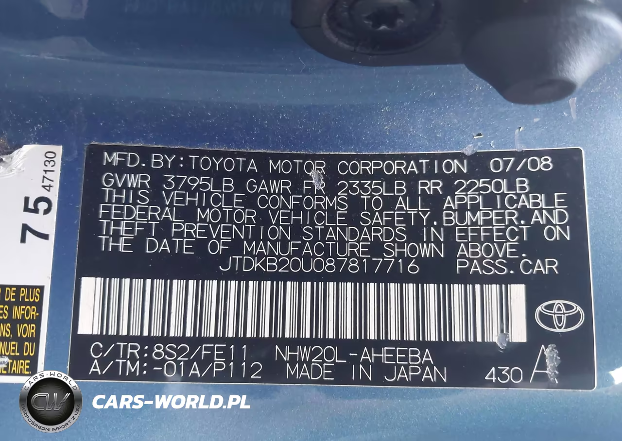 2008 Toyota Prius VIN:JTDKB20U087817716 - 9