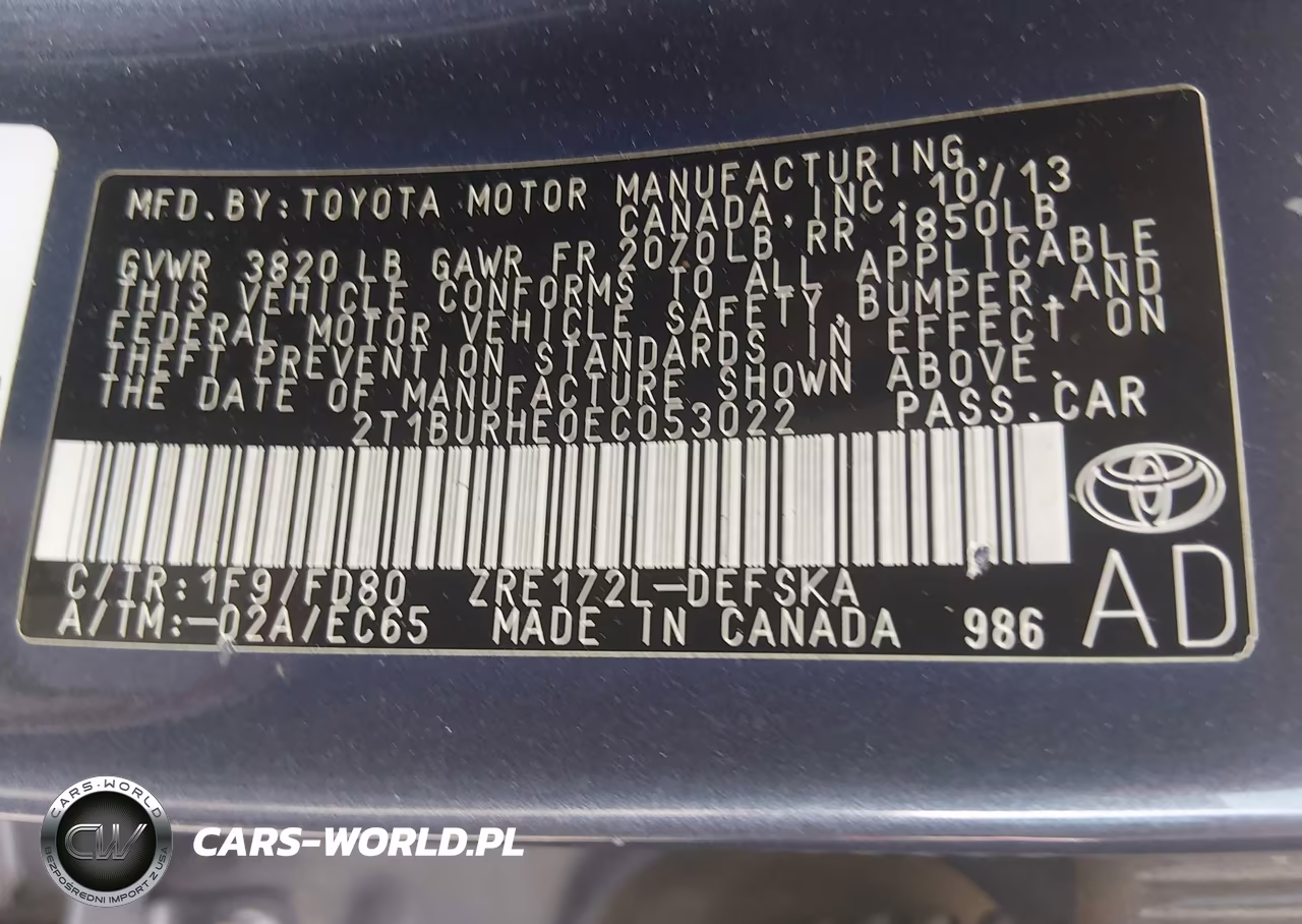 2014 Toyota Corolla S Plus VIN:2T1BURHE0EC053022 - 9
