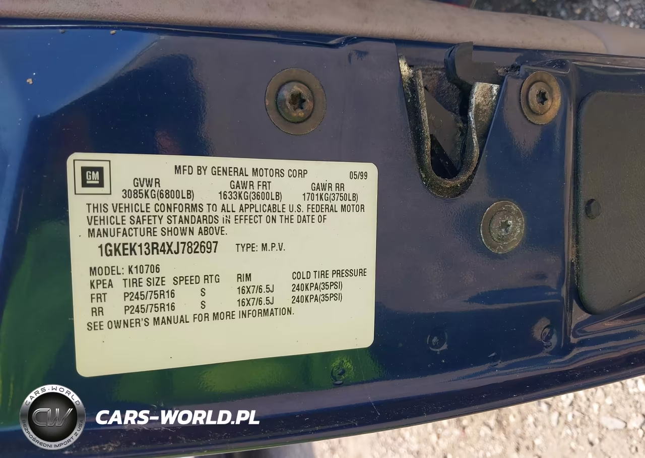 1999 GMC Yukon Slt Gm Buypower VIN:1GKEK13R4XJ782697 - 9