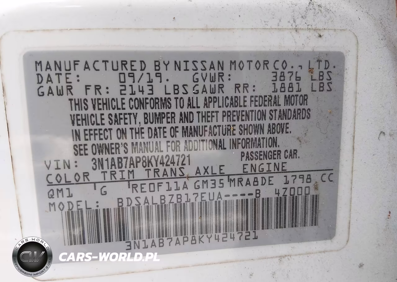 2019 Nissan Sentra S VIN:3N1AB7AP8KY424721 - 9