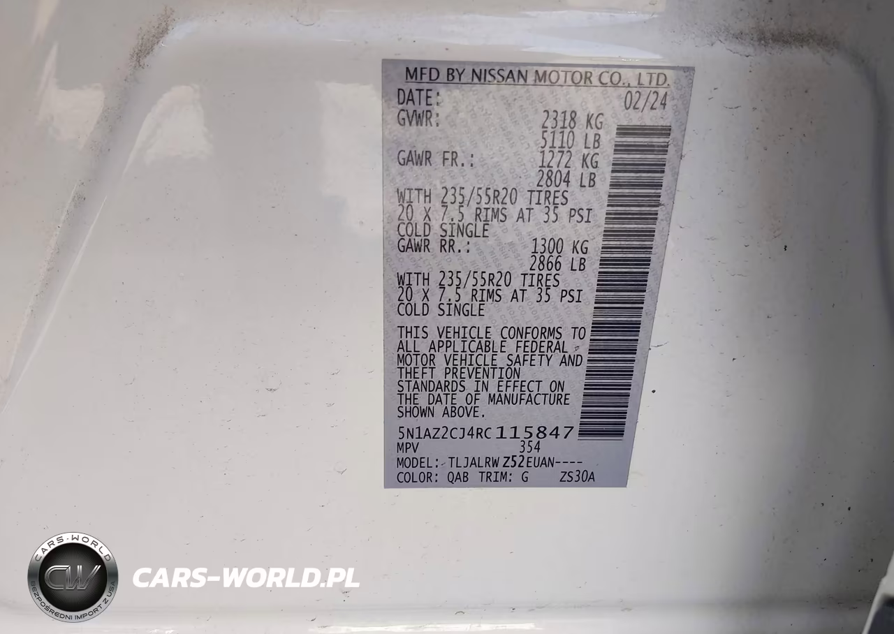 2024 Nissan Murano Sl Fwd VIN:5N1AZ2CJ4RC115847 - 9