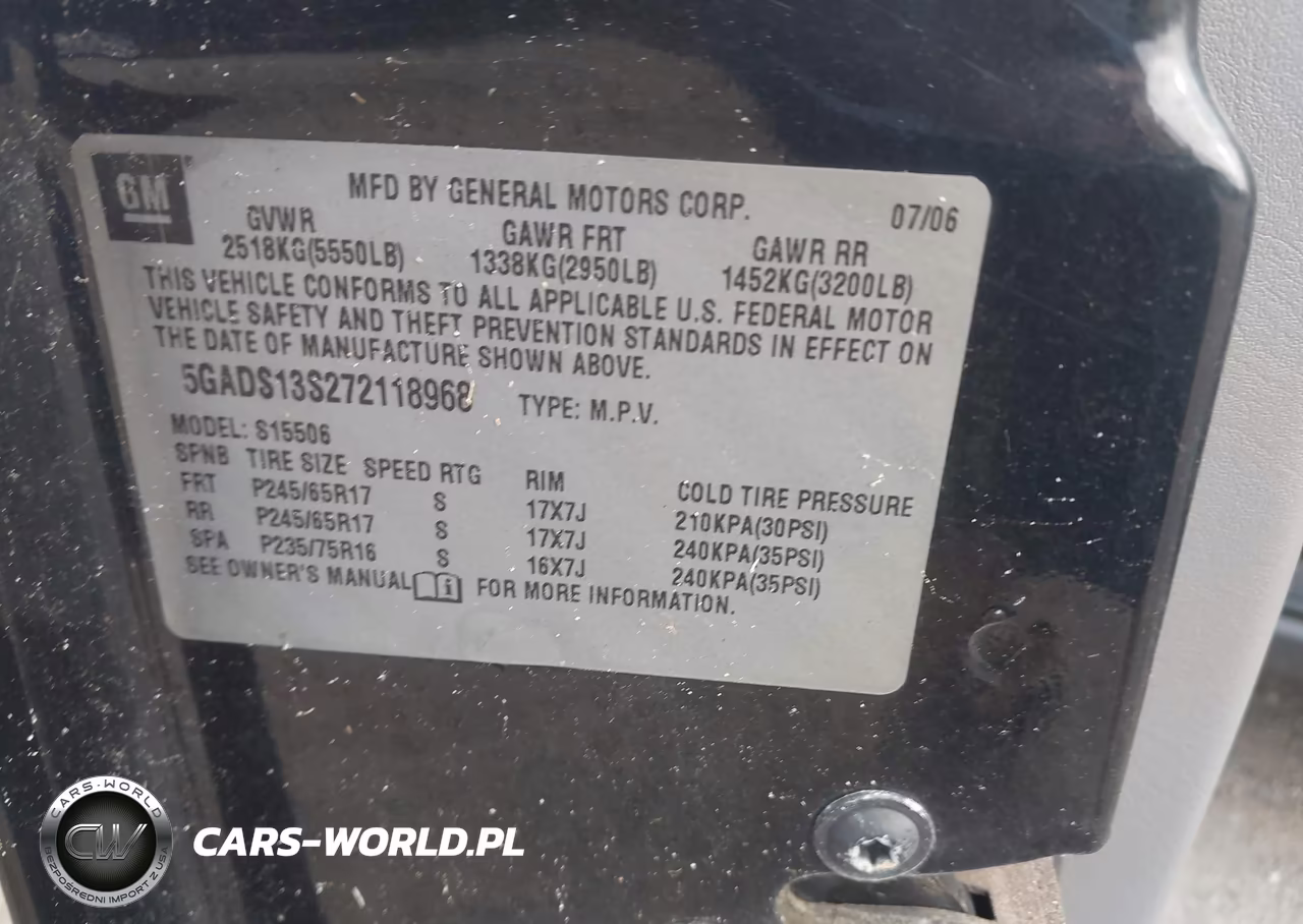 2007 Buick Rainier Cxl VIN:5GADS13S272118968 - 9