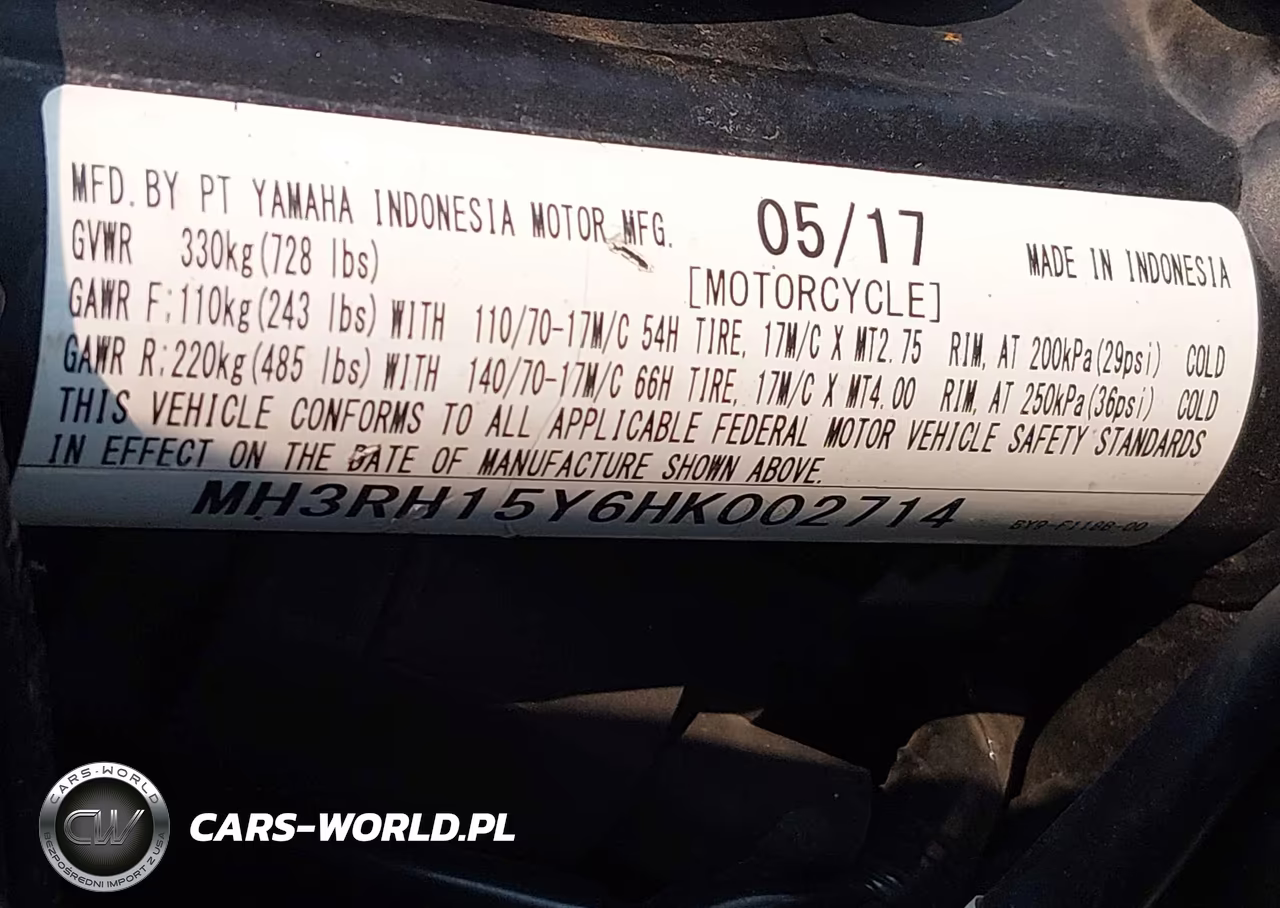 2017 Yamaha Yzfr3 A VIN:MH3RH15Y6HK002714 - 10