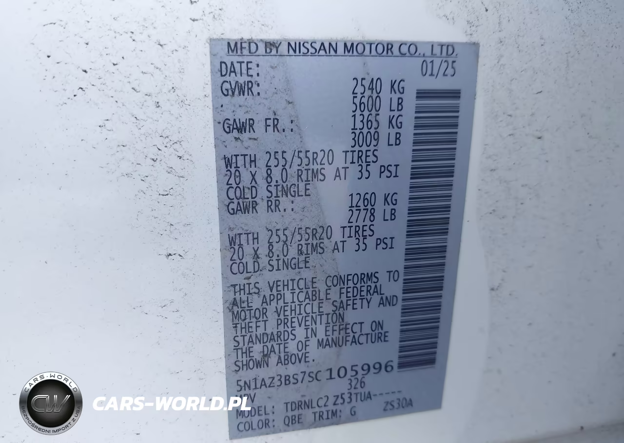 2025 Nissan Murano Sv VIN:5N1AZ3BS7SC105996 - 9