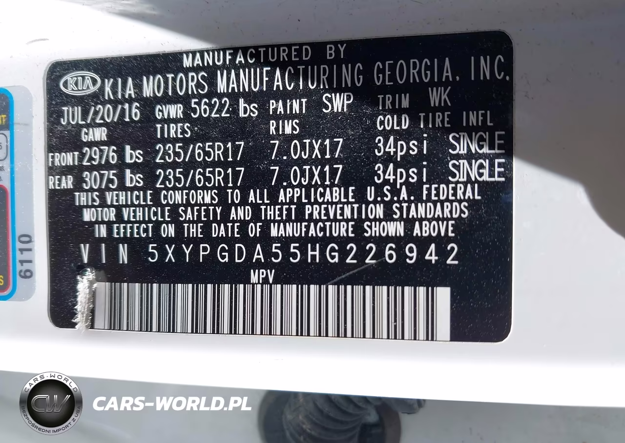 2017 Kia Sorento 3.3L Lx VIN:5XYPGDA55HG226942 - 9