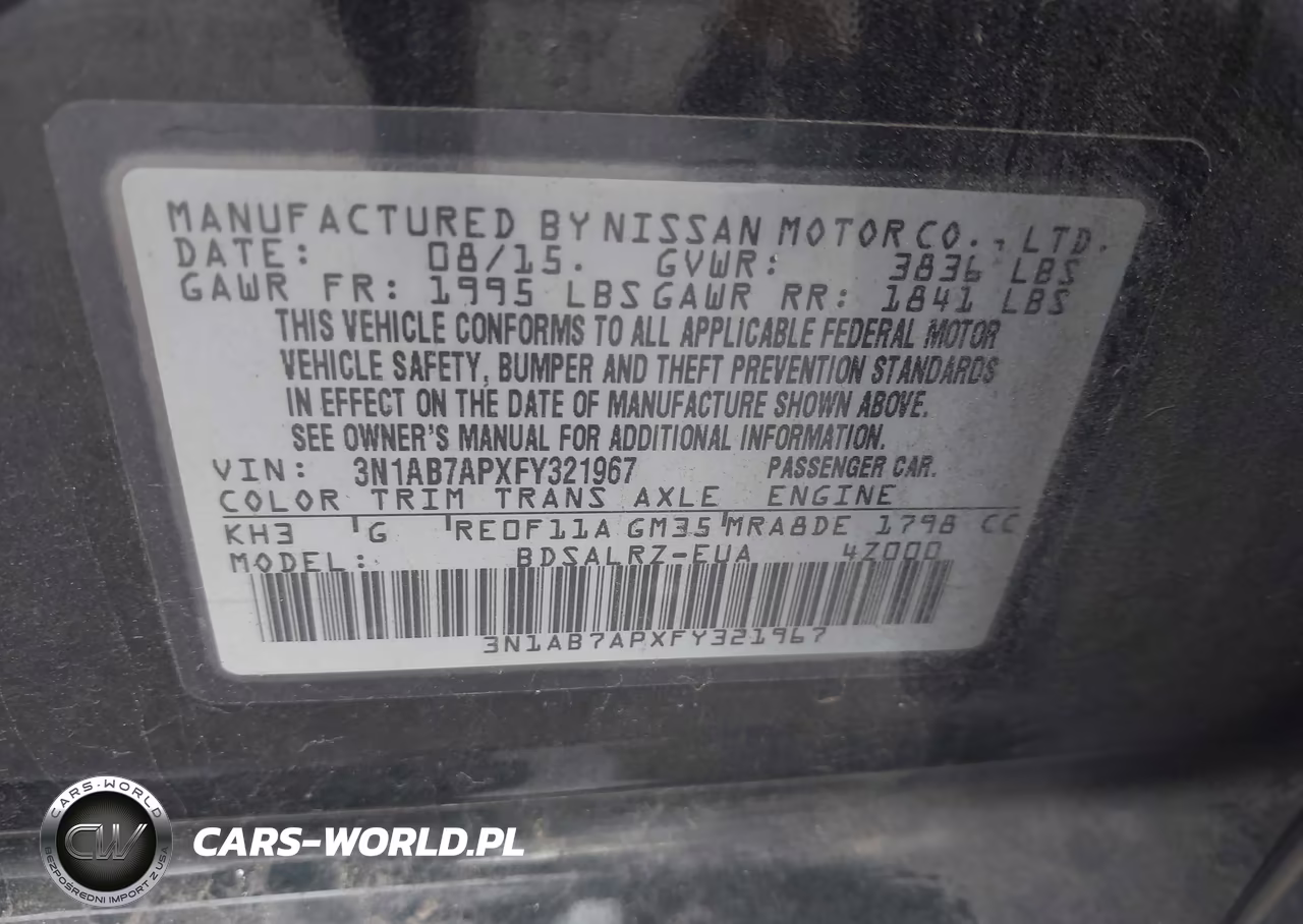 2015 Nissan Sentra Sr VIN:3N1AB7APXFY321967 - 9