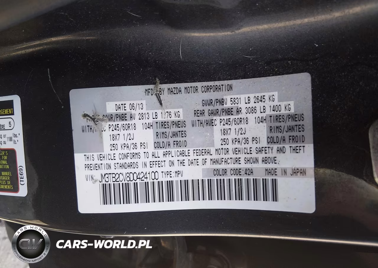 2013 Mazda Cx-9 Touring VIN:JM3TB2CV8D0424100 - 9